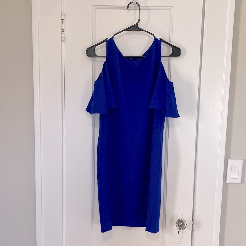 Blue ruffle sleeve dress